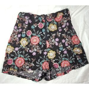 Field Day Made in Oakland Women's 100% Rayon Black Floral Shorts - XL